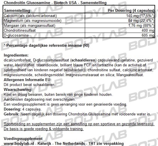 Chondroitin Glucosamine - Biotech USA - Bodylab.nl