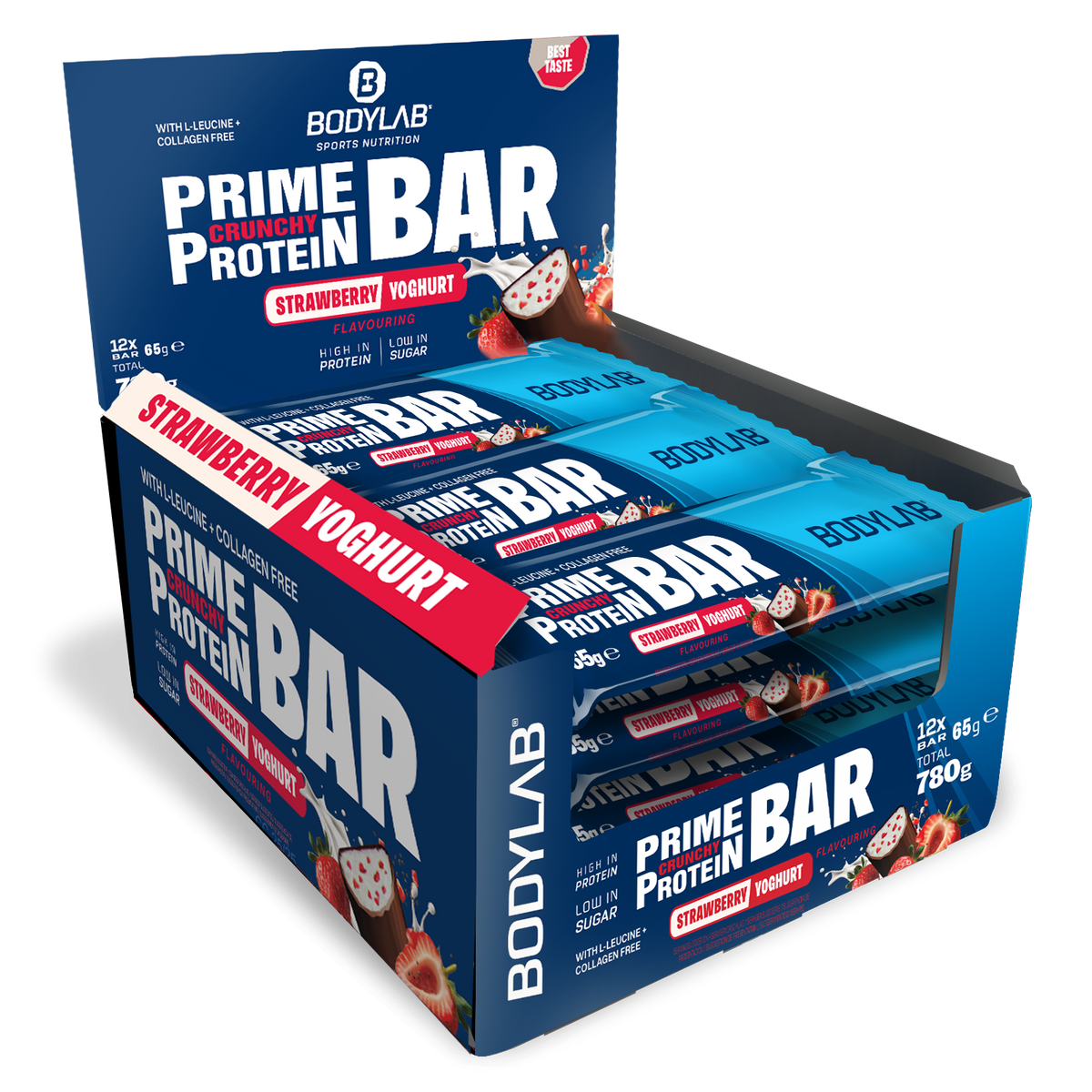 Prime Crunchy Protein Bar - 3 g leucine (12x65g) Strawberry-Yoghurt