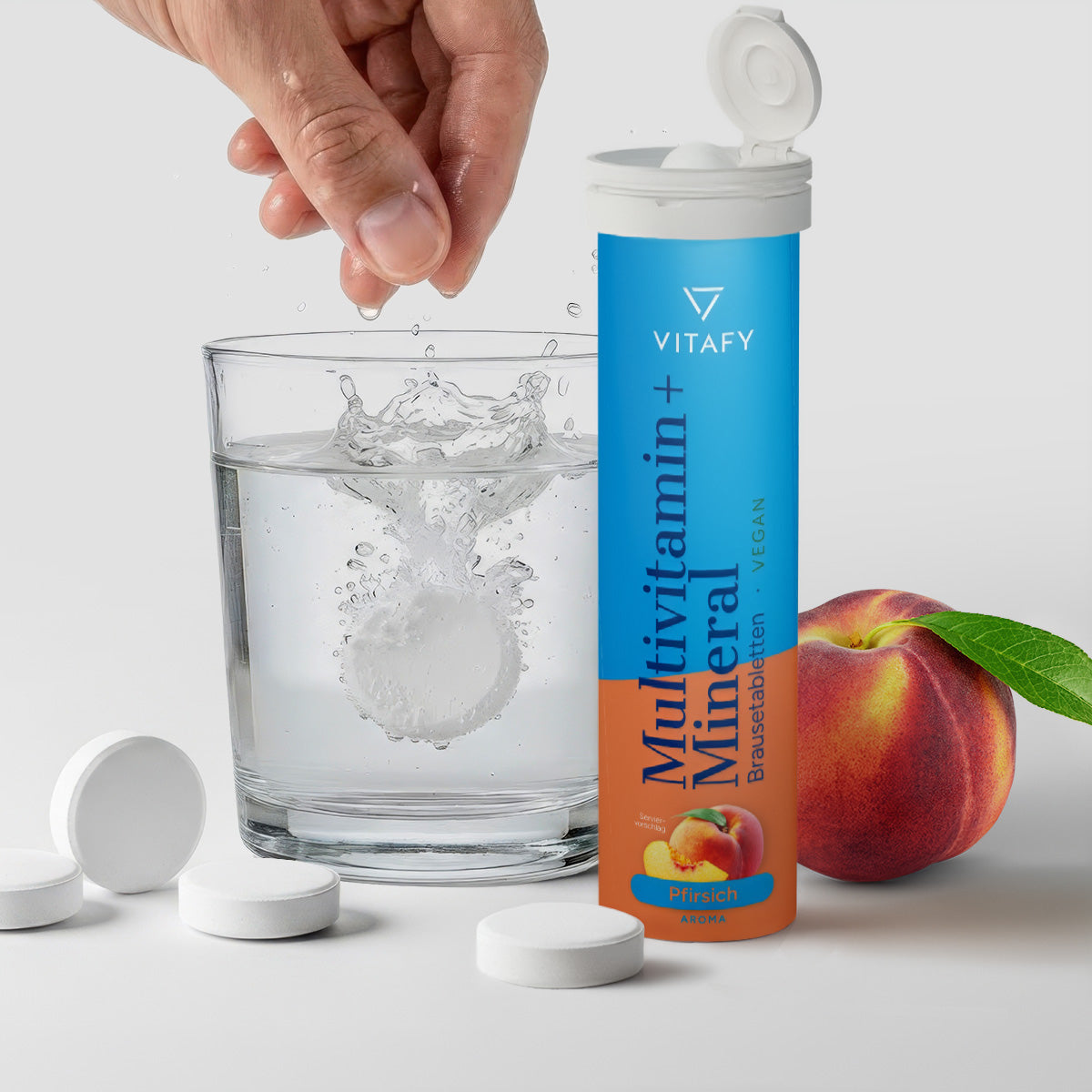 Multivitamine + Mineraal - Peach (20 bruistabletten) - 6 Pack