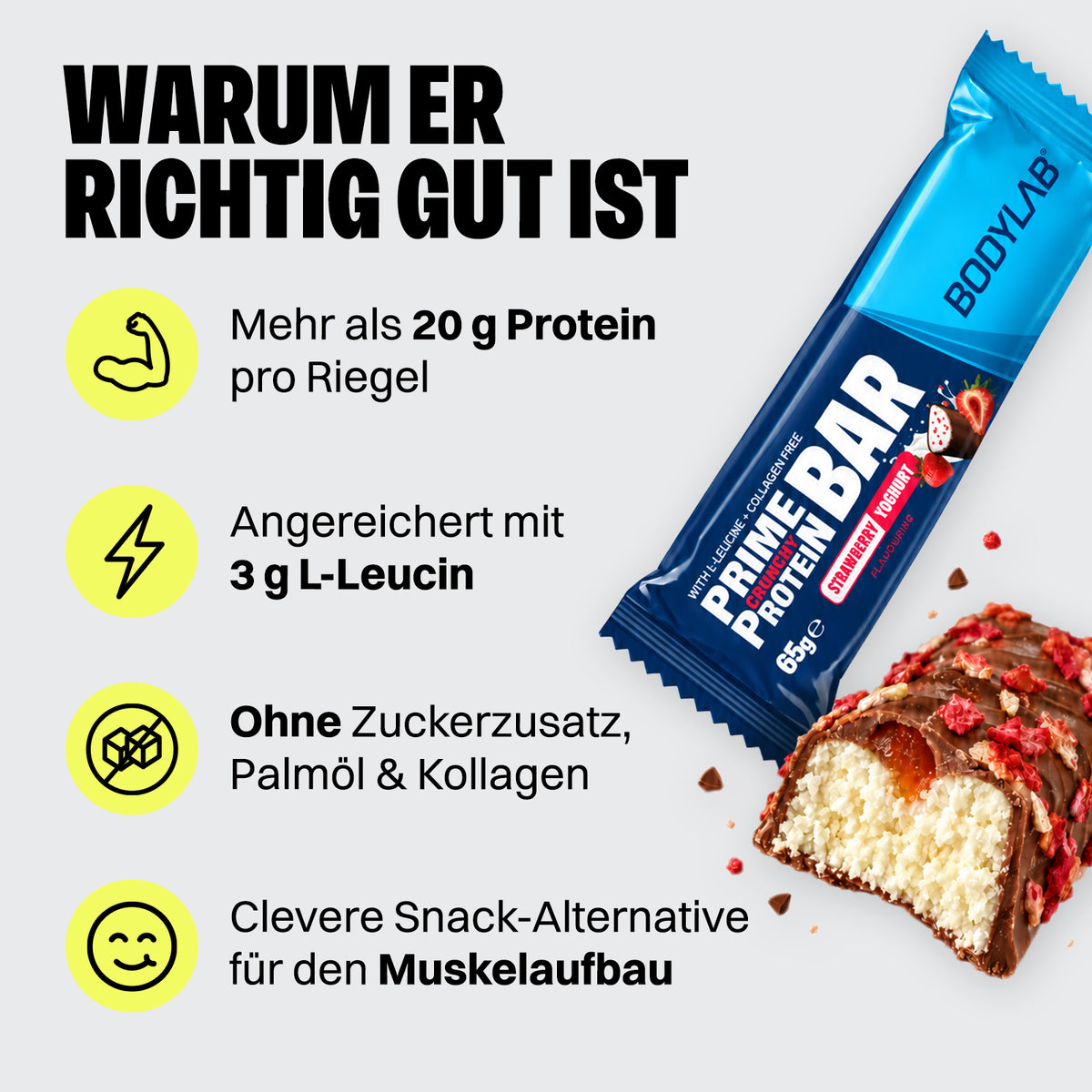 Prime Crunchy Protein Bar - 3 g leucine (12x65g)
