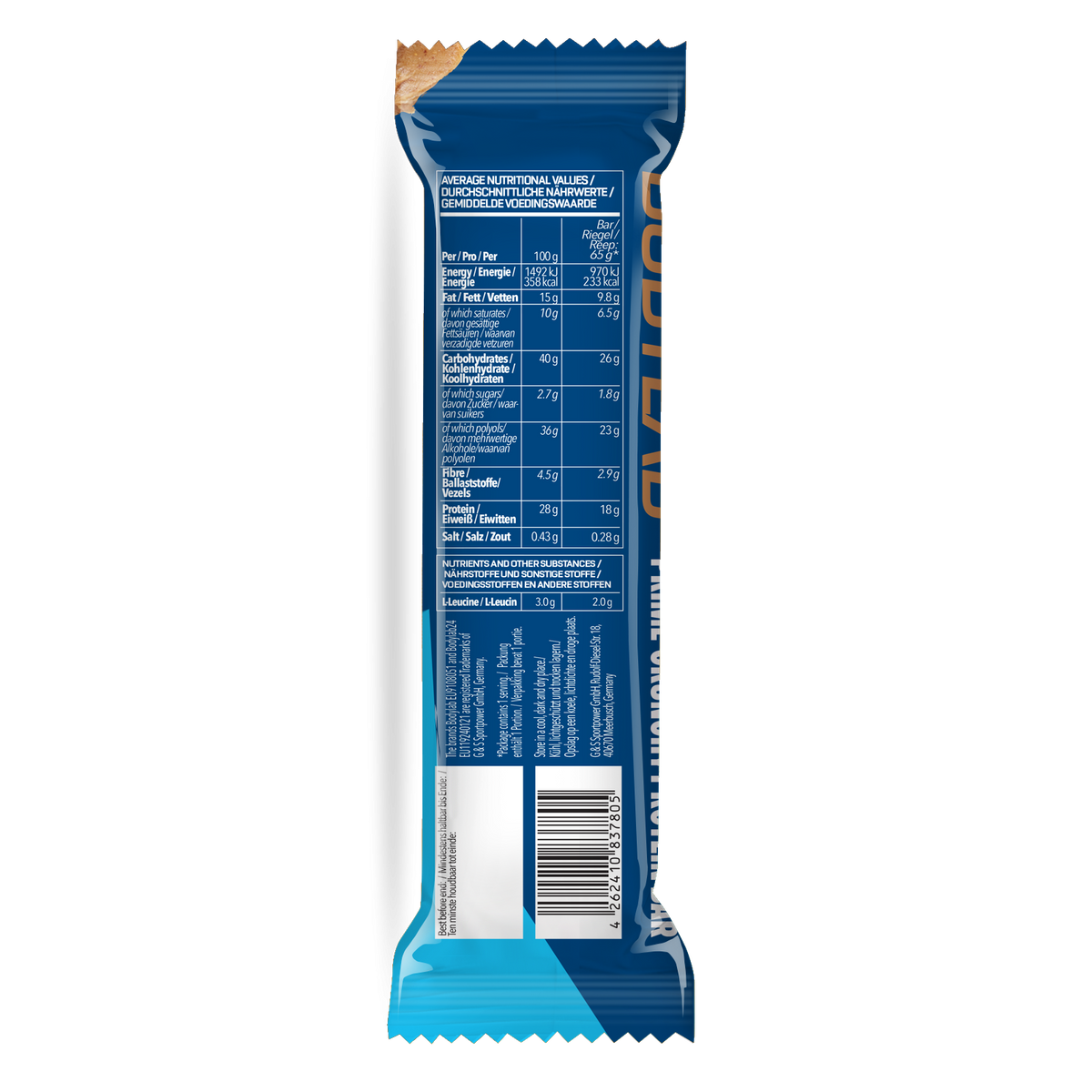 Prime Crunchy Protein Bar - 2 g leucine (12x65g) Peanut Butter-Caramel