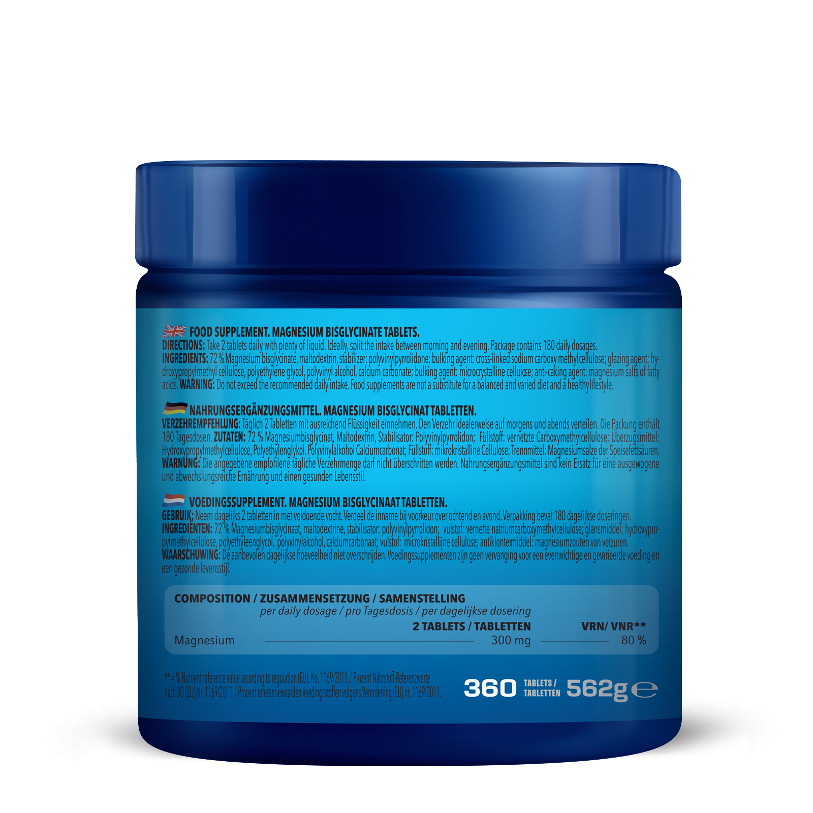 100% Magnesium Bisglycinat (360 tablets)