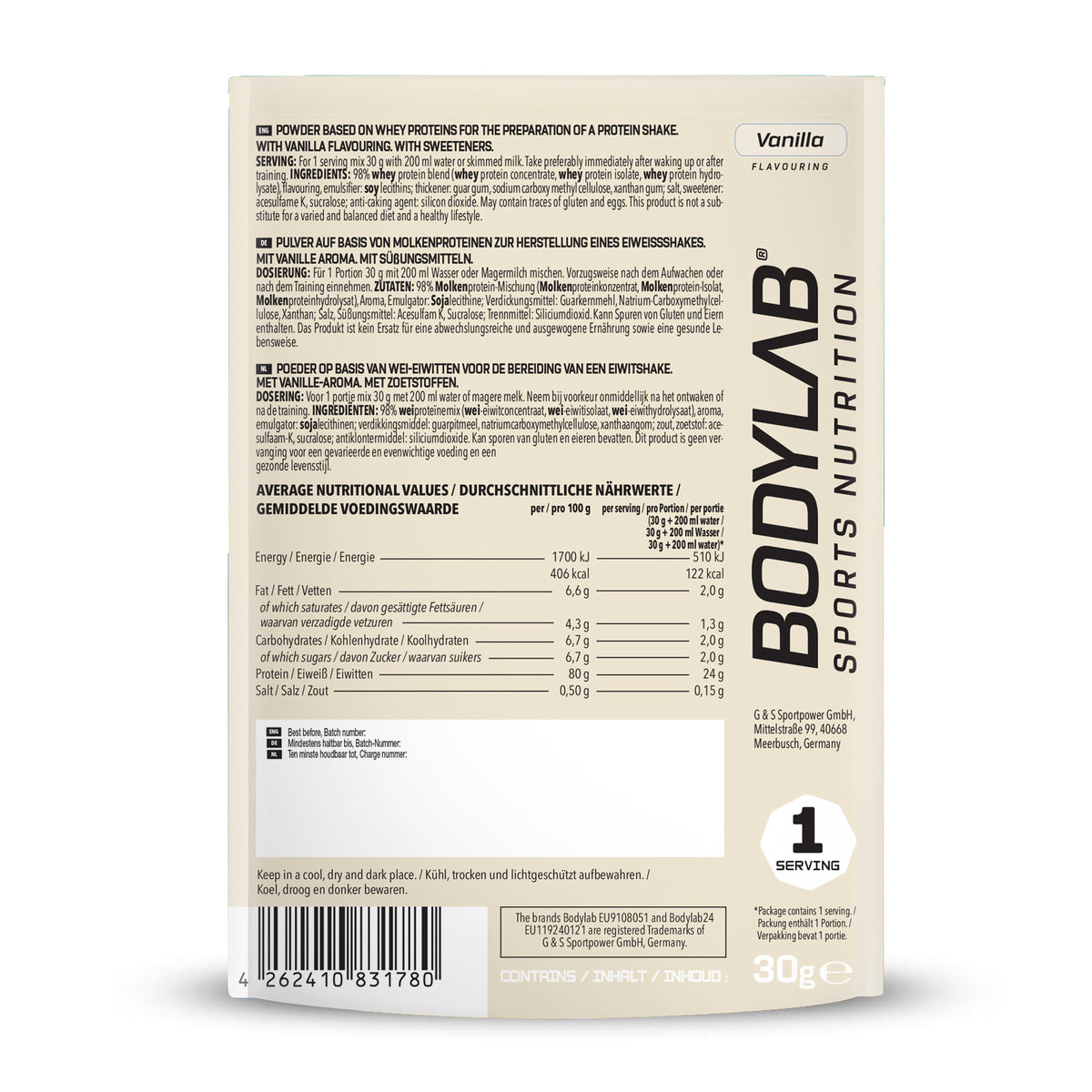 Whey Protein proefpakket (30g) Vanilla