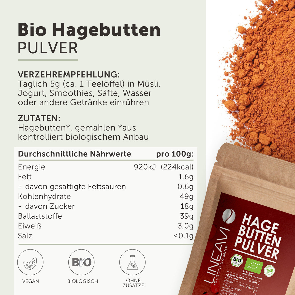 Doppelpack: Bio Hagebuttenpulver (2x1000g)
