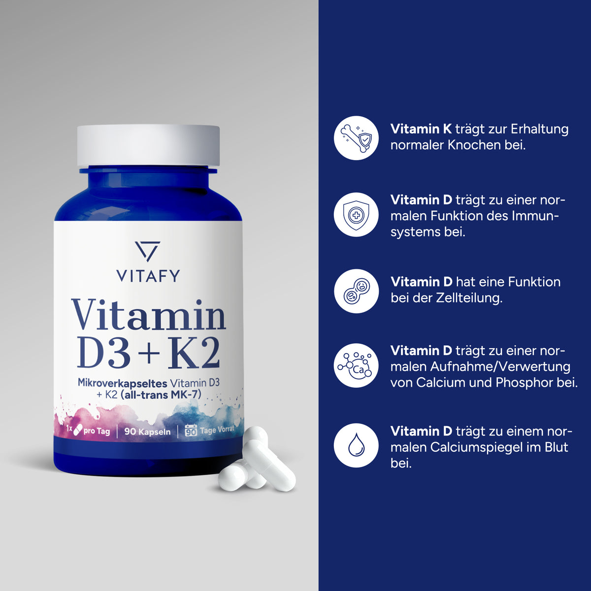 Vitamine D3+K2 (90 capsules)