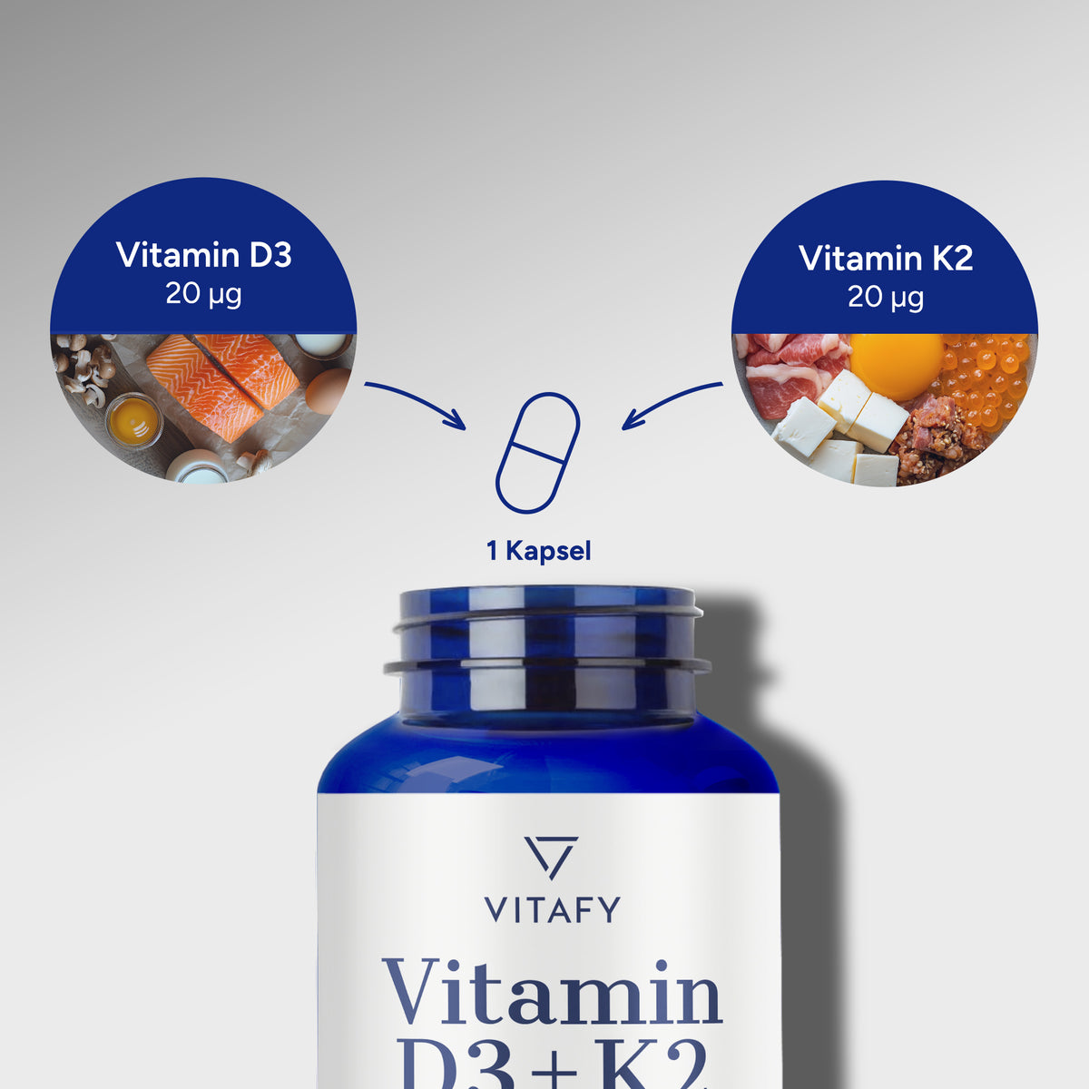Vitamine D3+K2 (90 capsules)