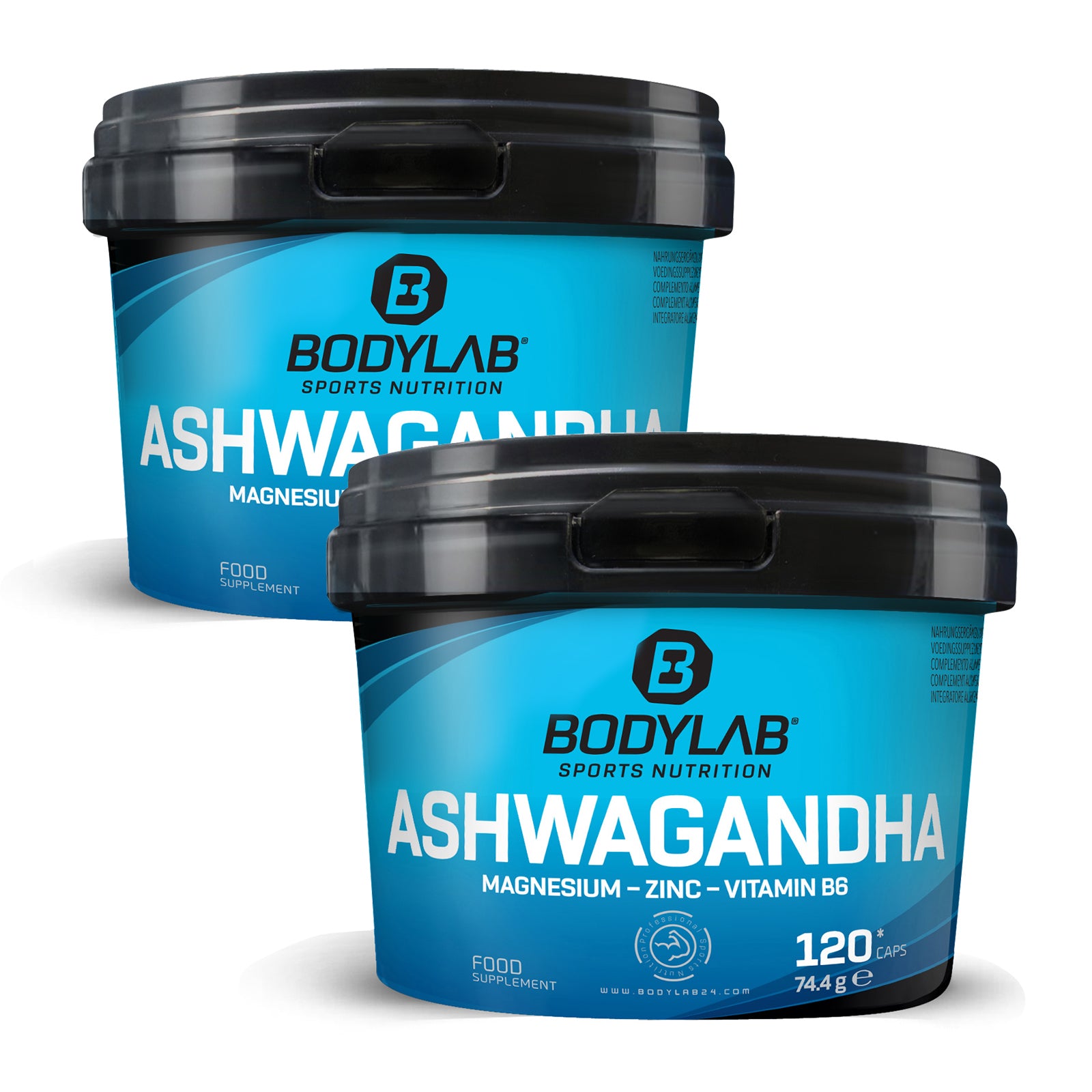 2 x Bodylab Ashwagandha + Magnesium - Zinc - Vitamin B6 (elk 120 capsules)