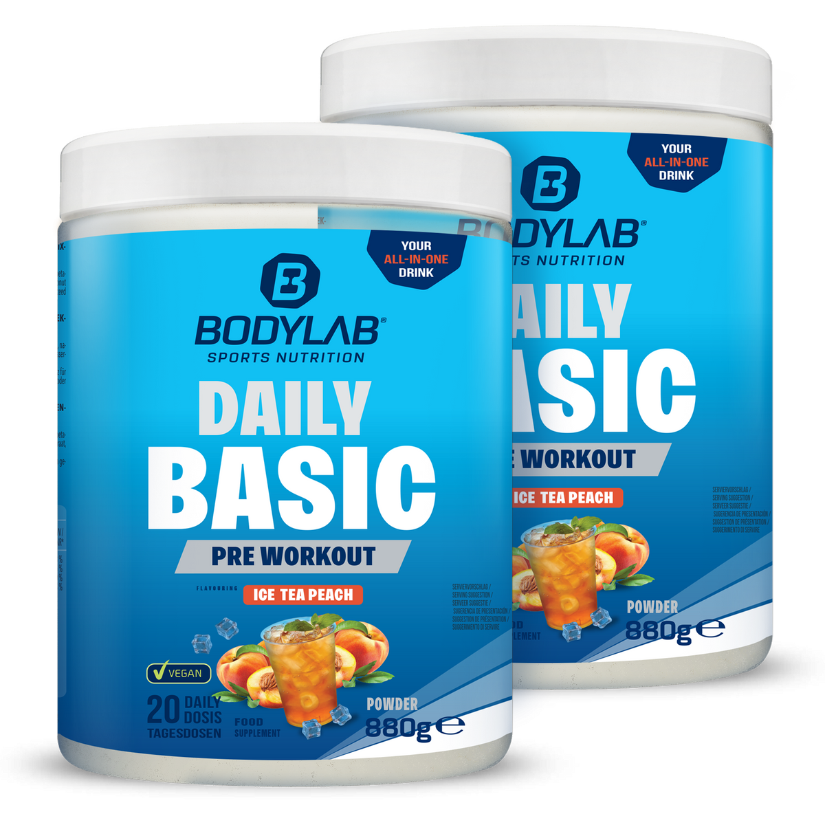 2 x Daily Basic Powder Ice Tea Peach (elk 880g)