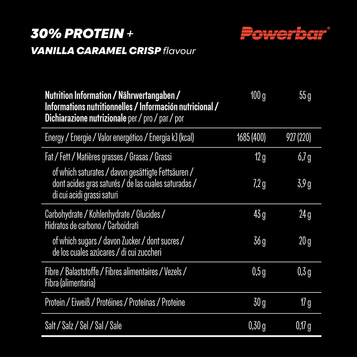 30% Protein Plus Bar (15x55g) Vanilla Caramel Crisp