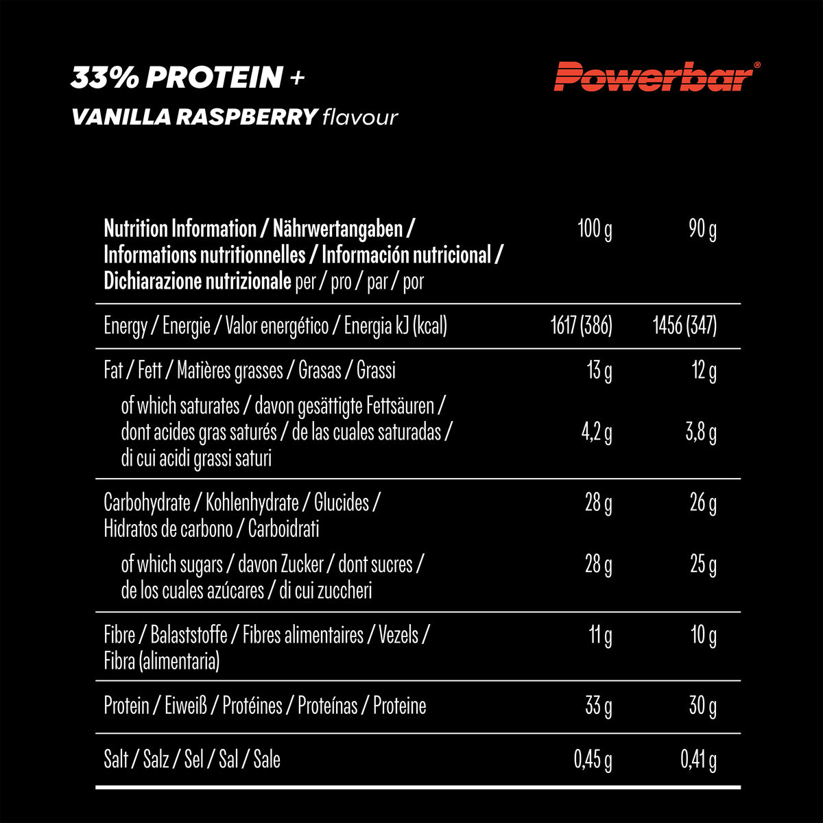 33% Protein Plus Bar (10x90g) Vanilla-Raspberry