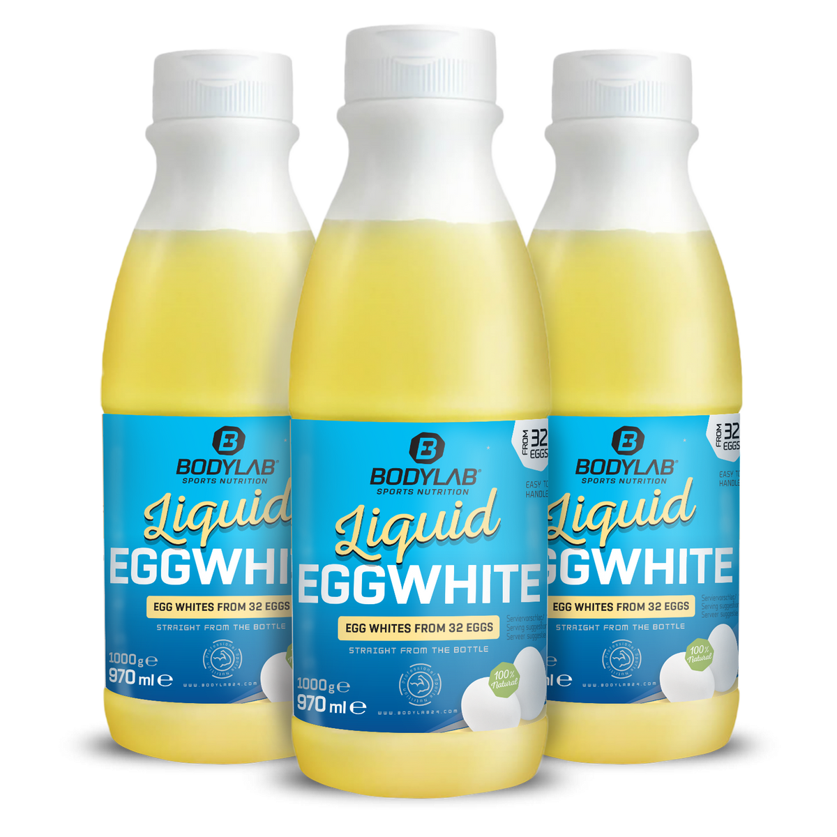 3 x Liquid EGGWHITE - 100% natural (elk 970ml)