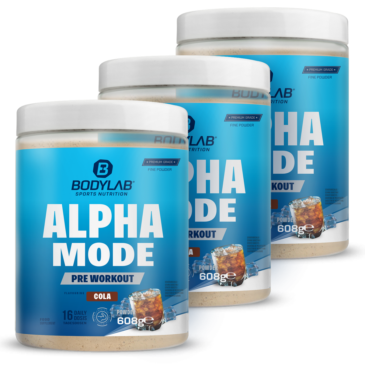 3 x Pre Workout Alpha Mode Cola (je 608g)