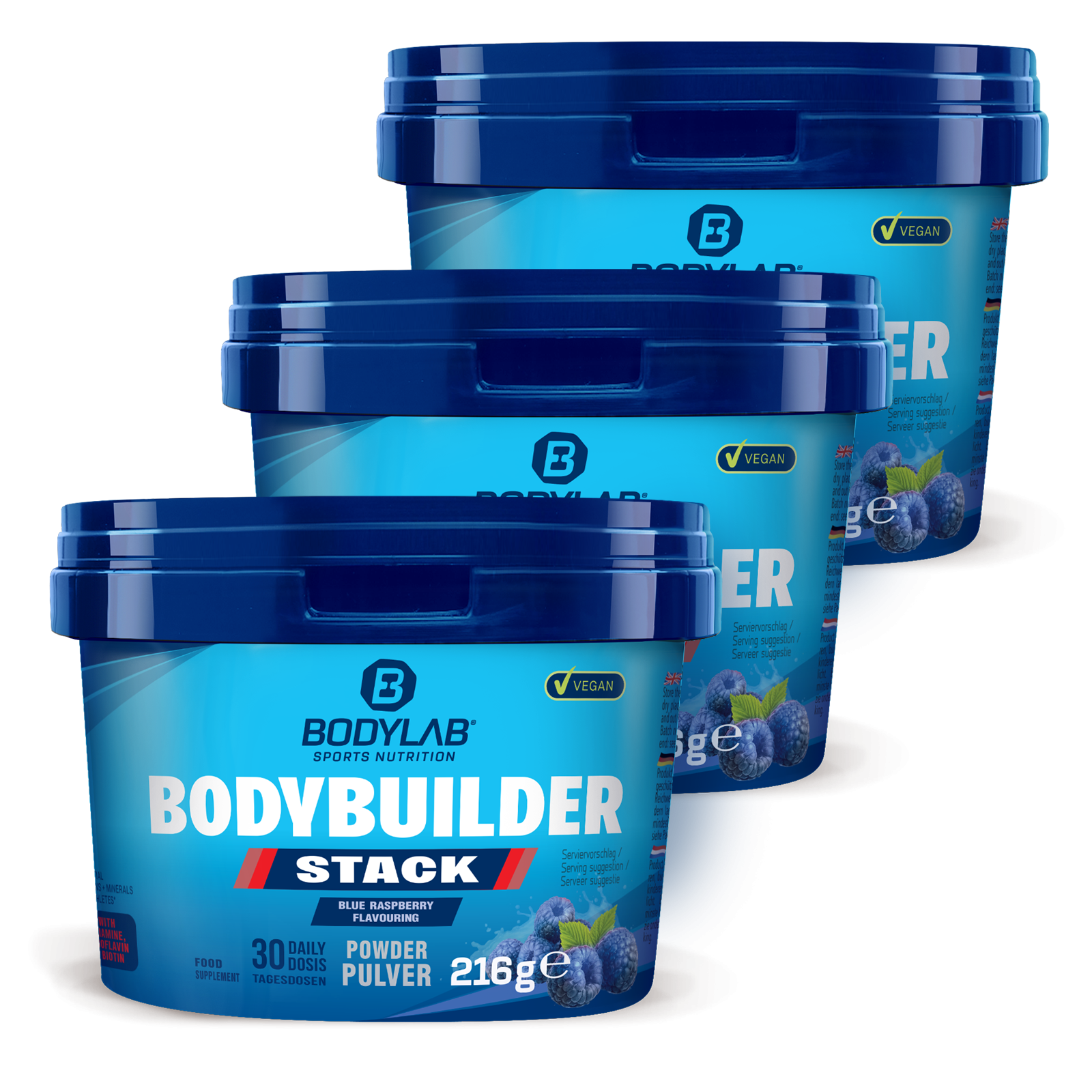 3 x Bodybuilder Stack Powder (elk 216g)