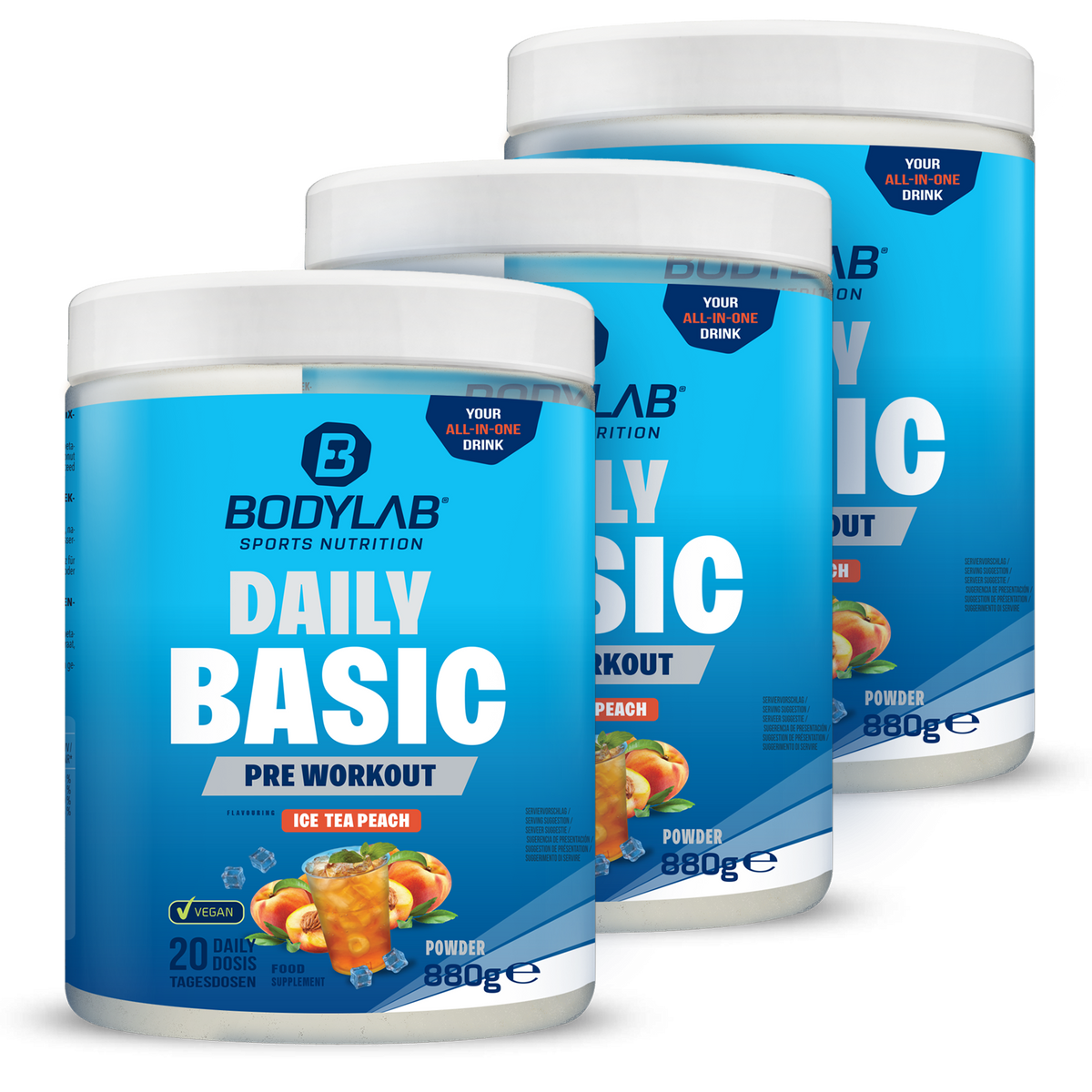 3 x Daily Basic Powder Ice Tea Peach (je 880g)
