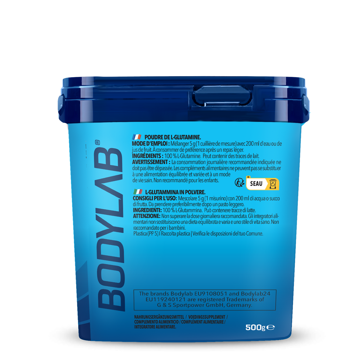 2 x Bodylab24 Glutamin Powder (elk 500g)