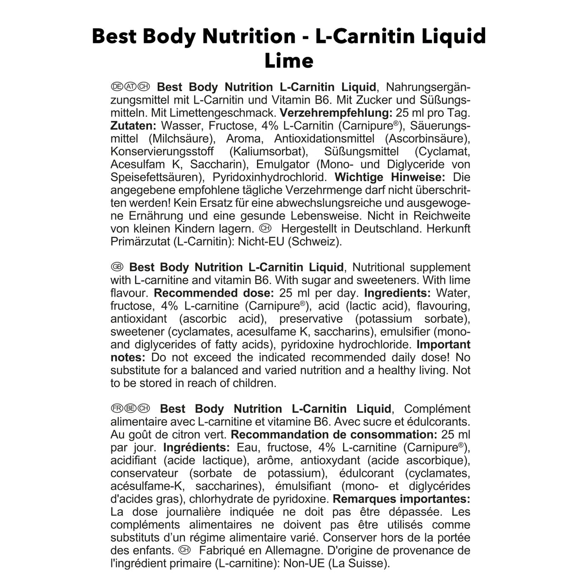 L-Carnitin Liquid (1000ml) Lime