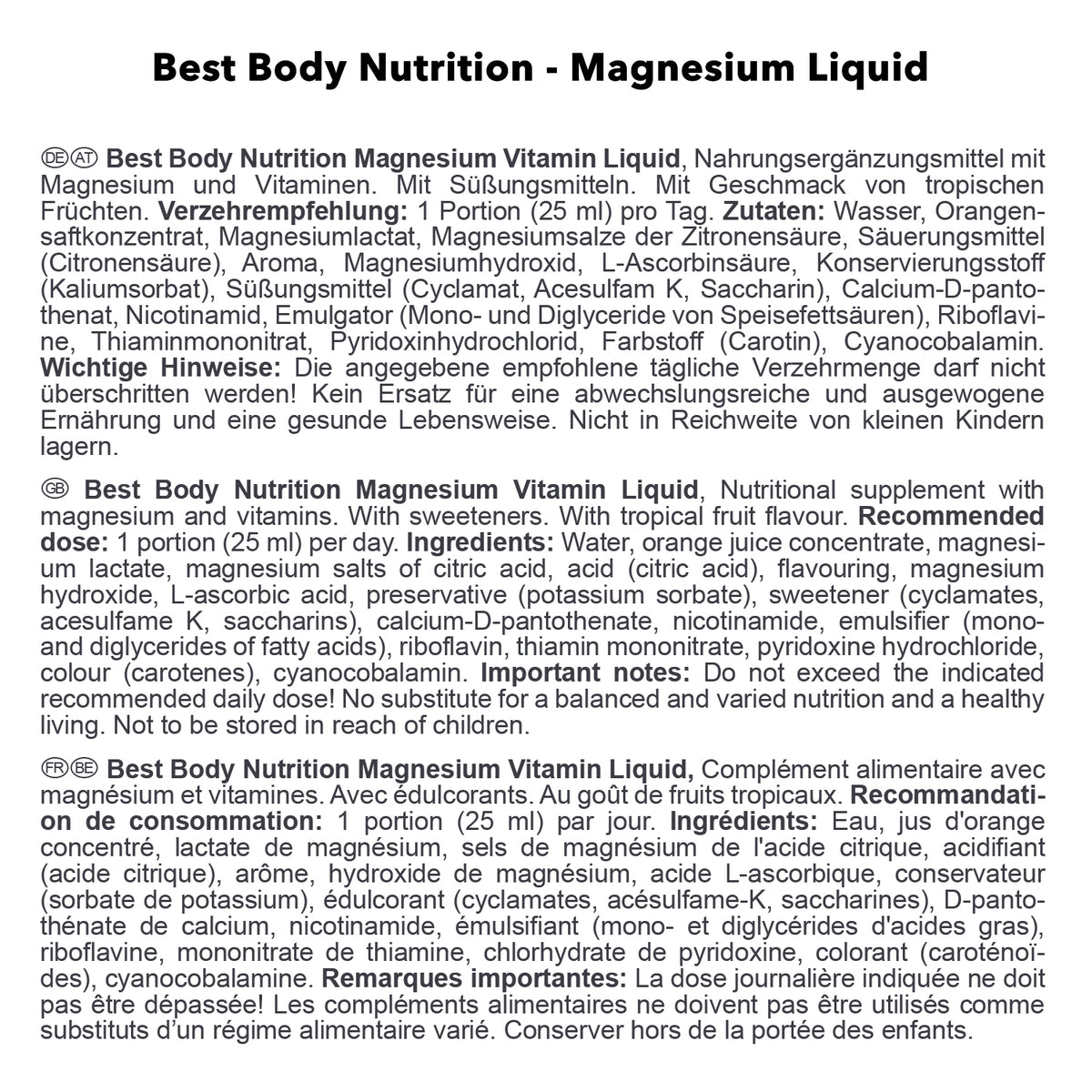 Magnesium Vitamin Liquid (500ml)