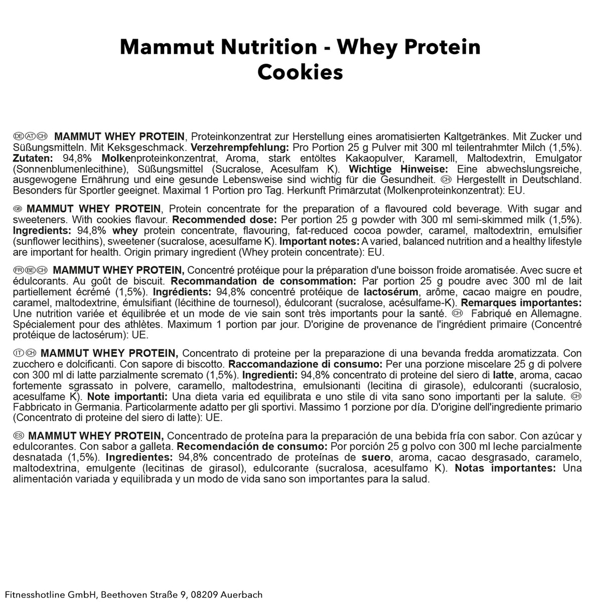Mammut Whey Protein (1000g) Cookies