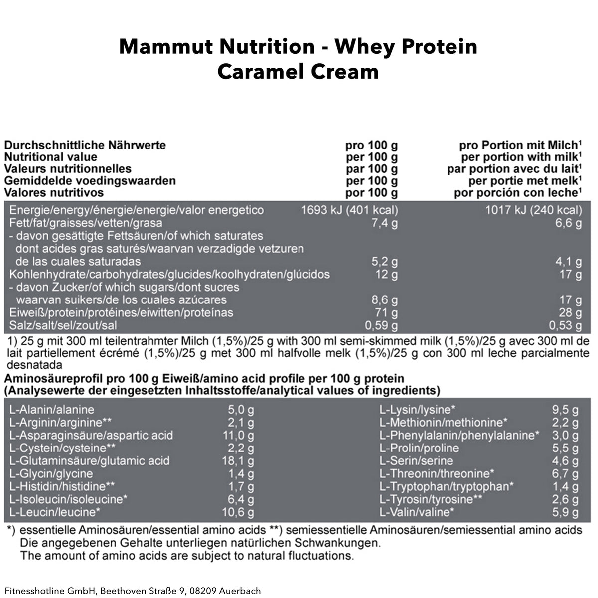 Mammut Whey Protein (1000g) Caramel Cream
