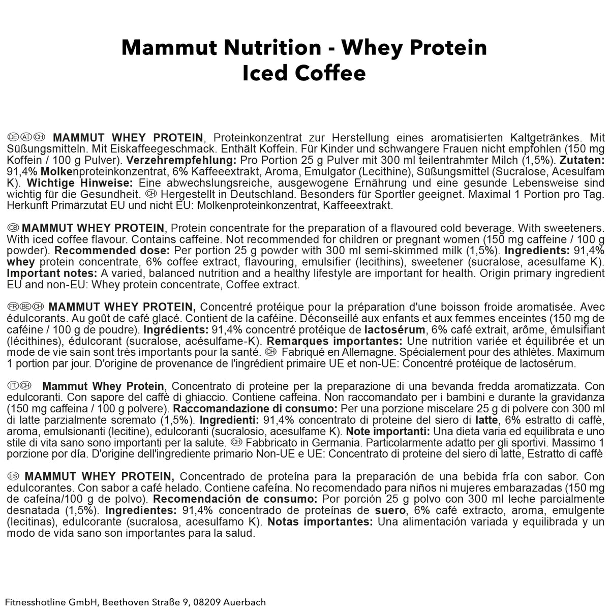 Mammut Whey Protein (1000g) Iced Coffee