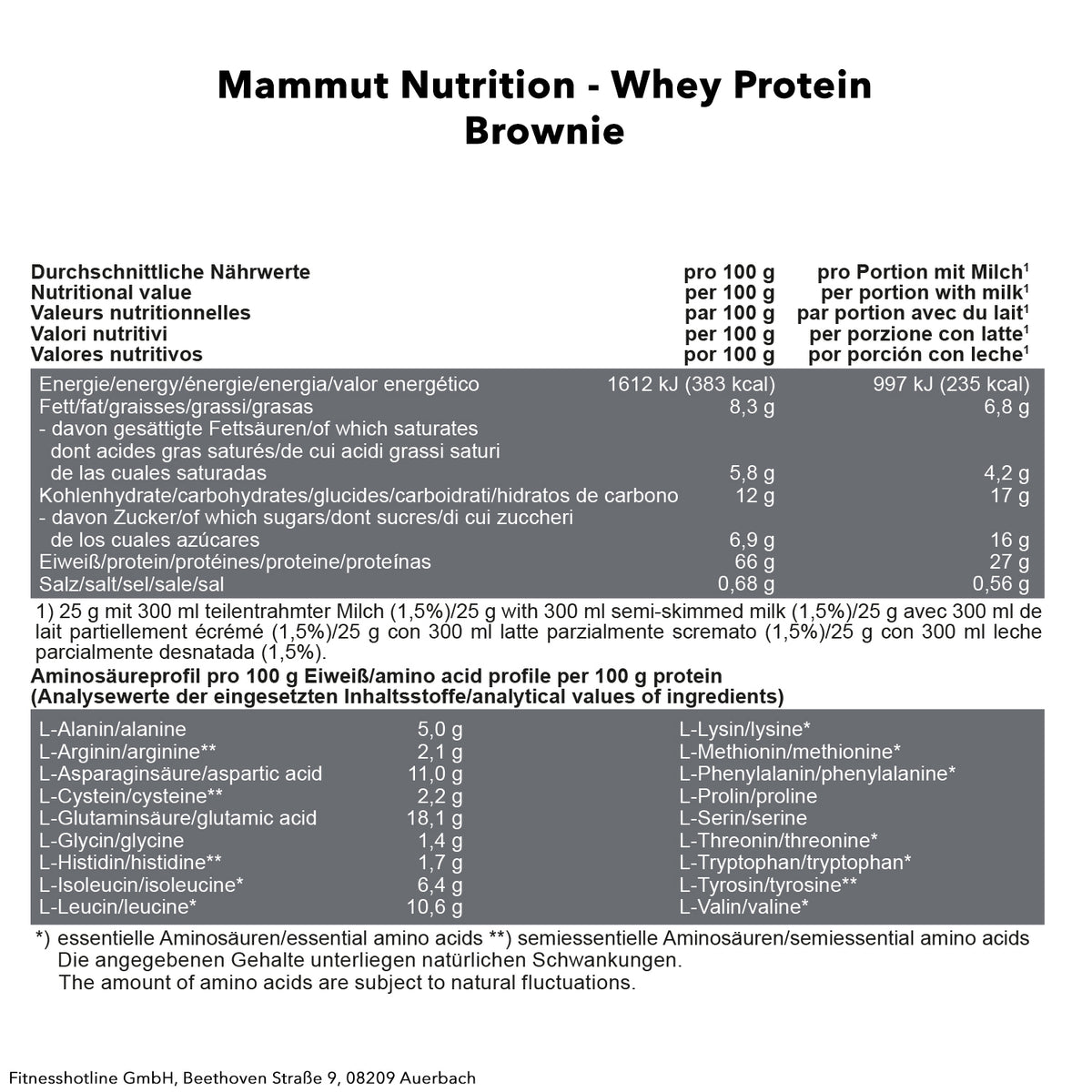 Mammut Whey Protein (1000g) Brownie