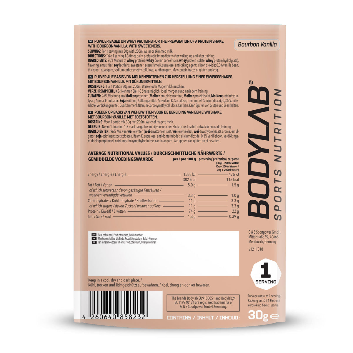 Whey Protein proefpakket (30g) Bourbon Vanilla