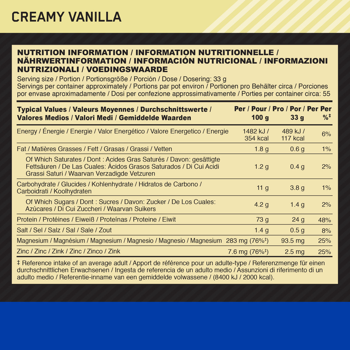 100% Casein Gold Standard (1820g) Creamy Vanilla