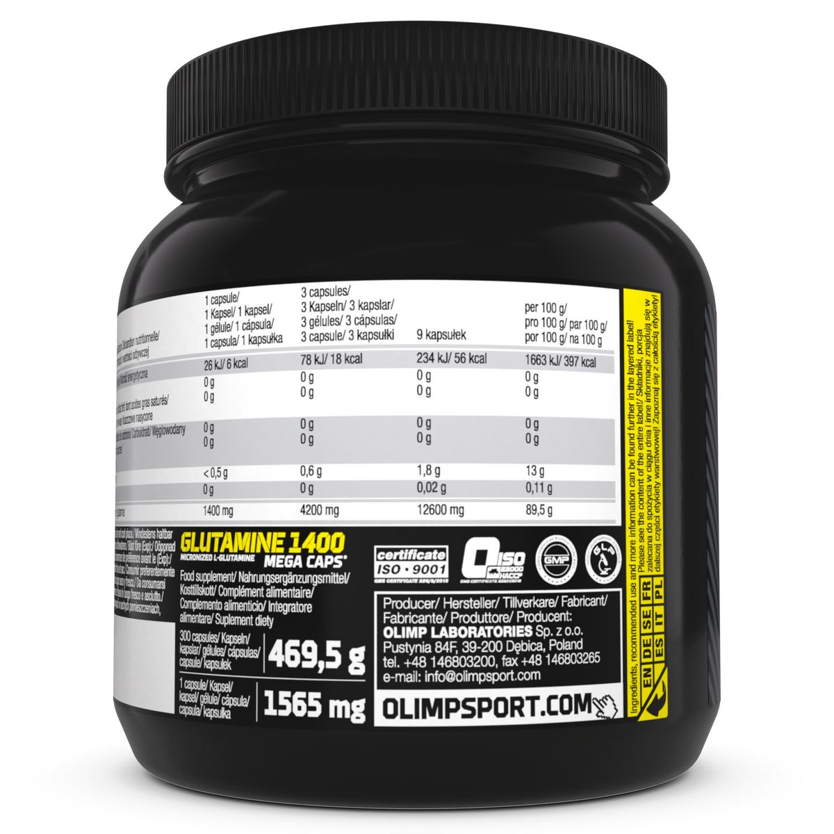 Glutamine Mega caps 1400 (300 caps)