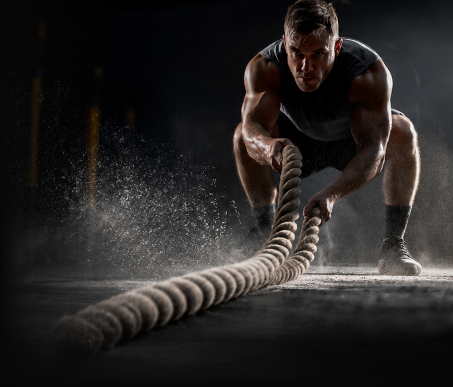 Atleet tijdens battle-rope-training