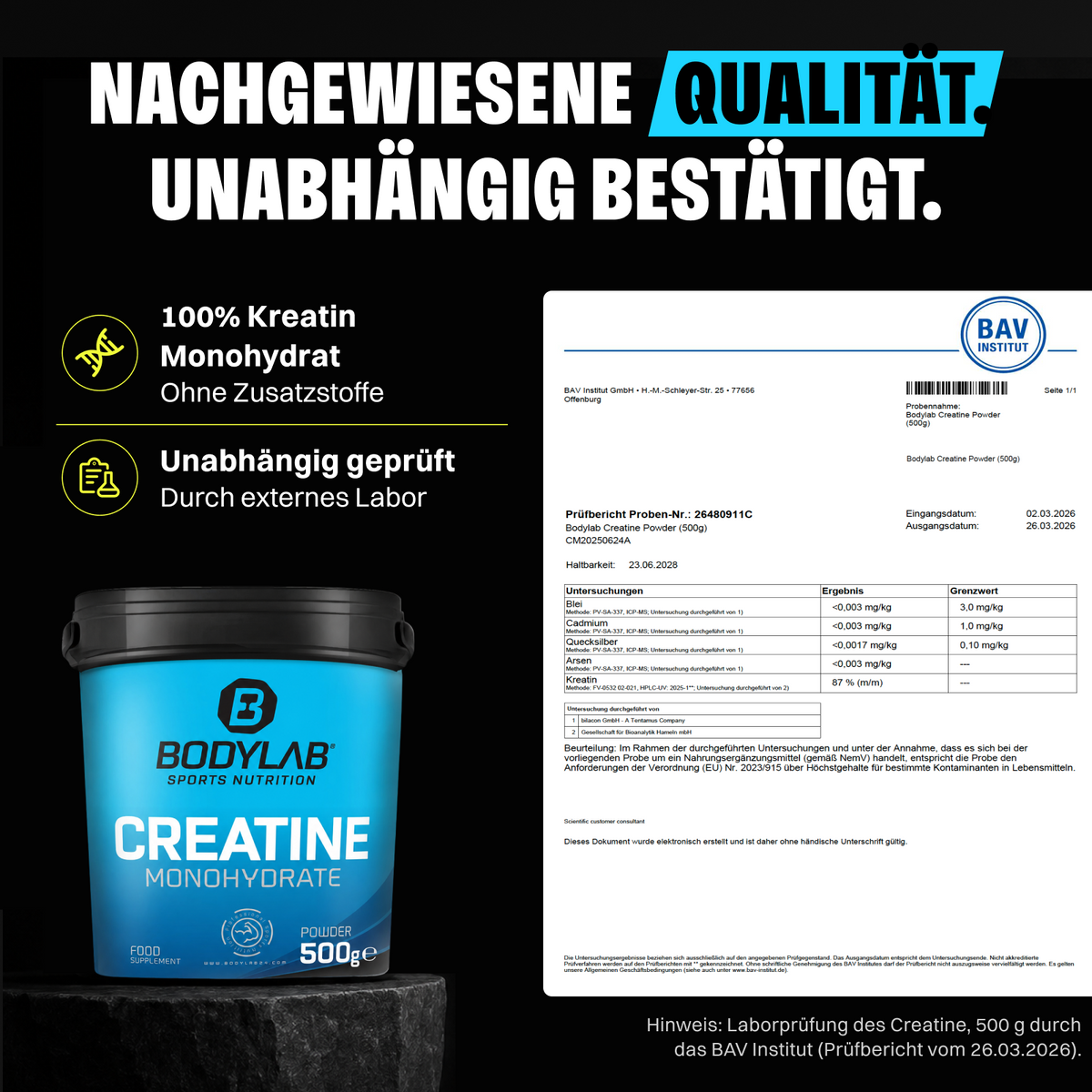 Creatine Monohydrate - 100% Pure Powder (2x1000g)