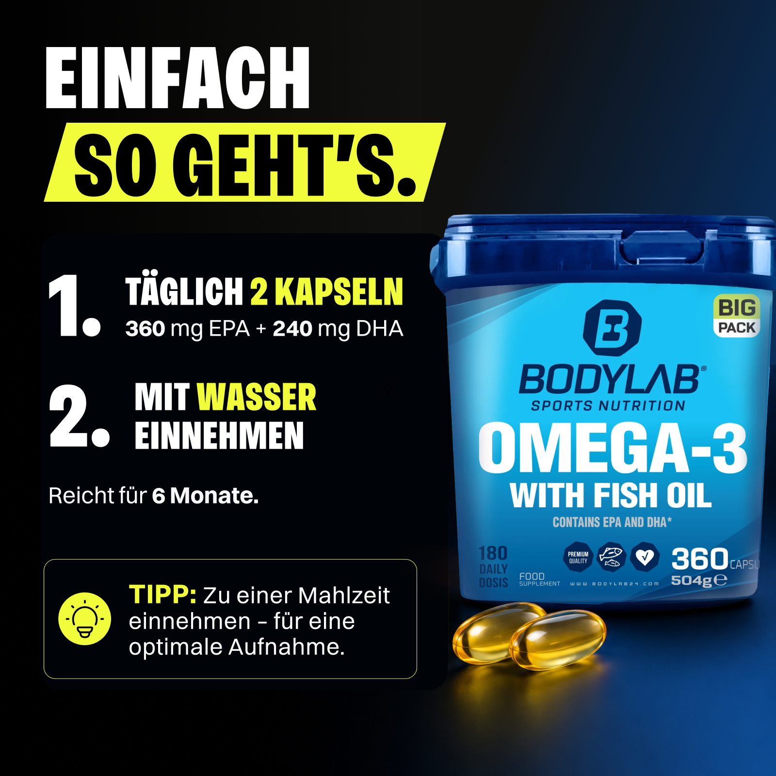 BIG PACK Omega-3 (360 Kapseln)