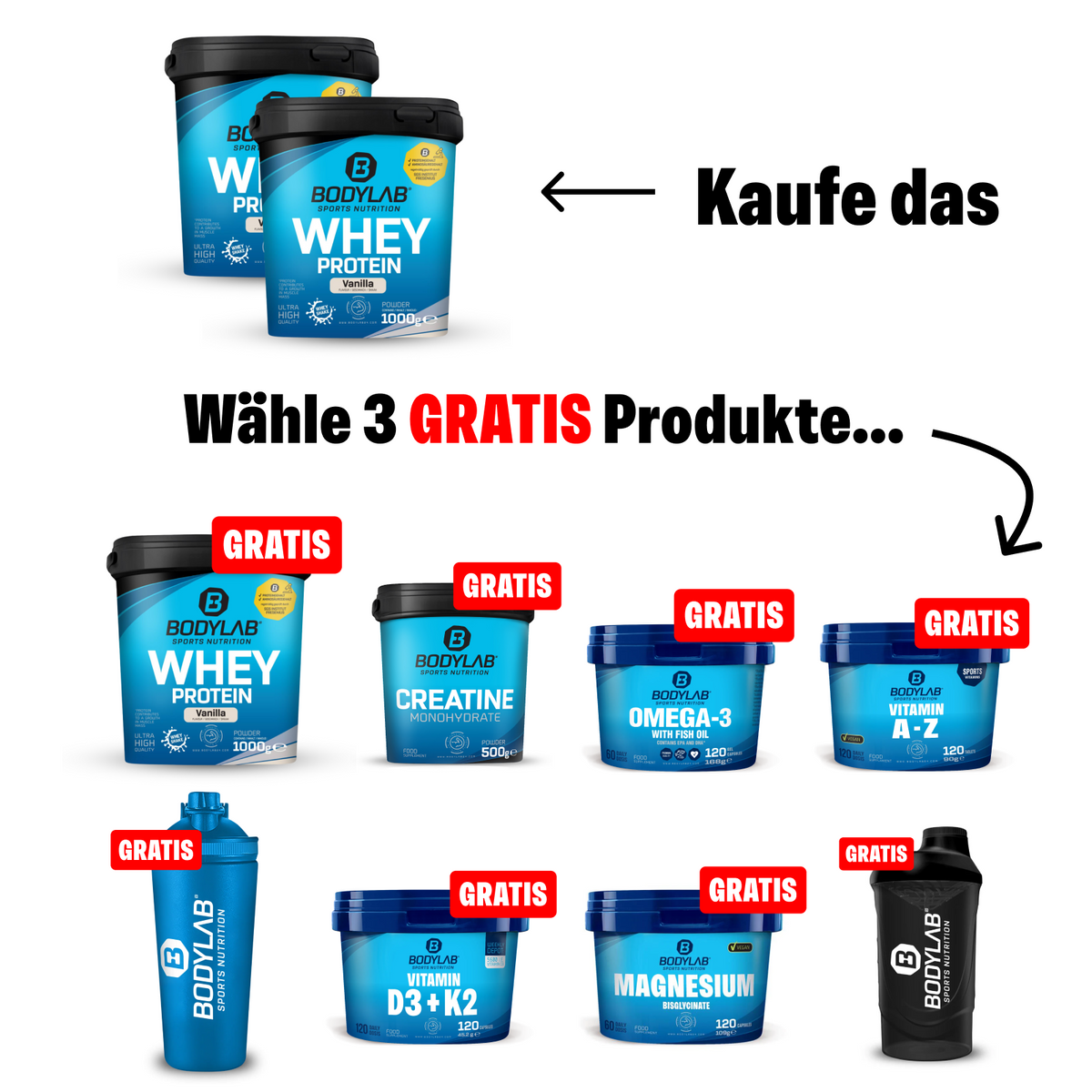 EXCLUSIVE DEAL: 5voor2 Protein-Powerpakket met gratis Whey + Creatine + Omega-3