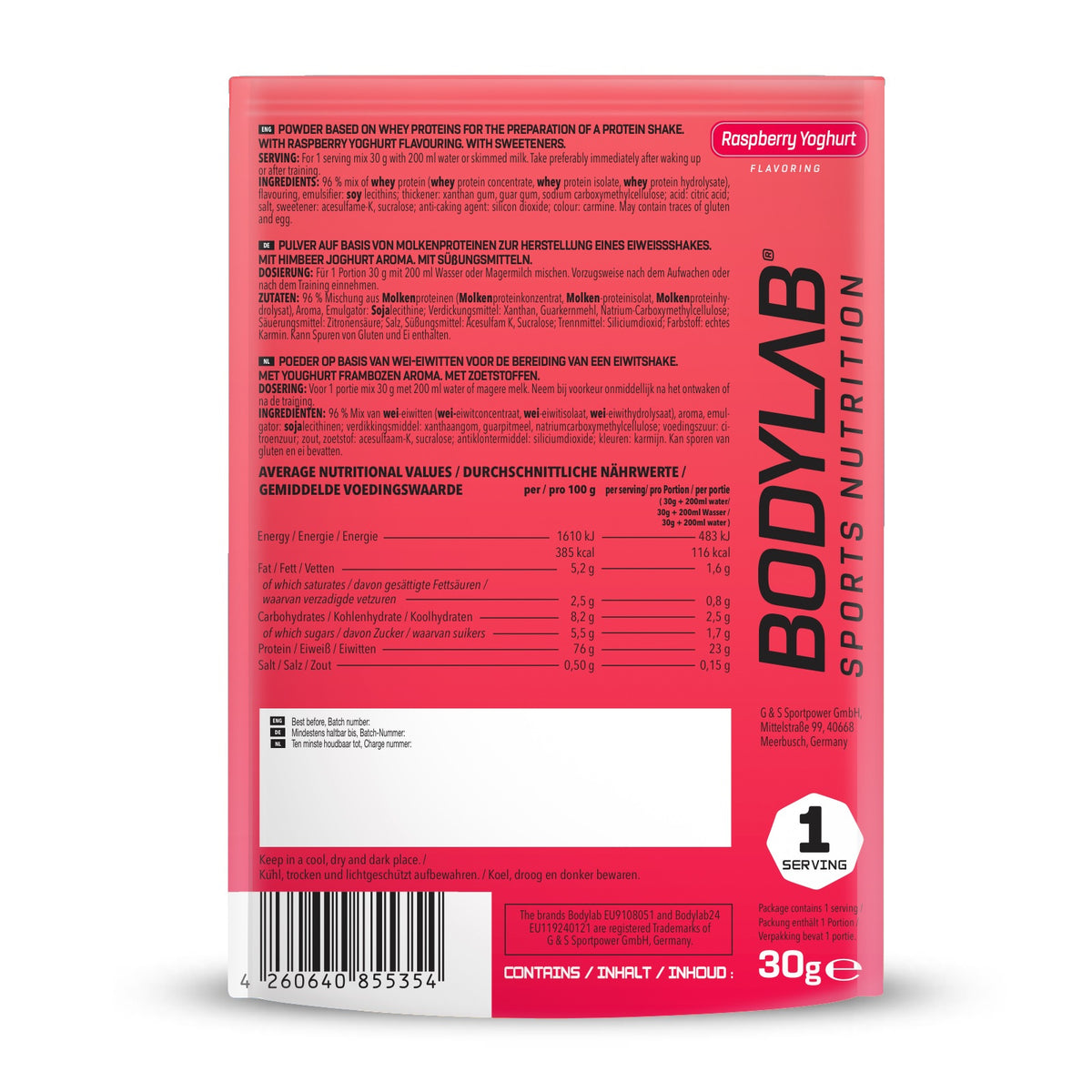 Whey Protein proefpakket (30g) Raspberry Yoghurt
