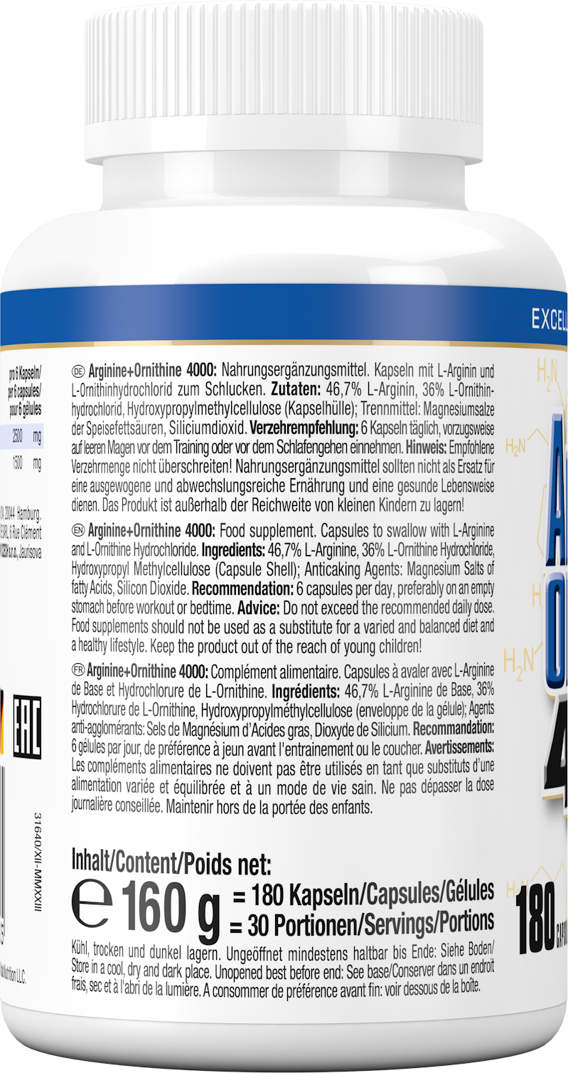 Arginine + Ornithine 4.000 (180 caps)