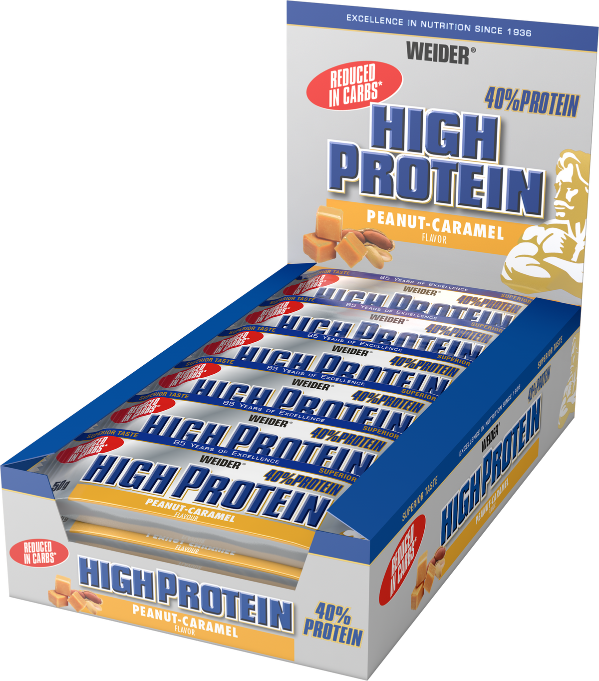 40% Low Carb High Protein Bar (24x50g) Peanut-Caramel